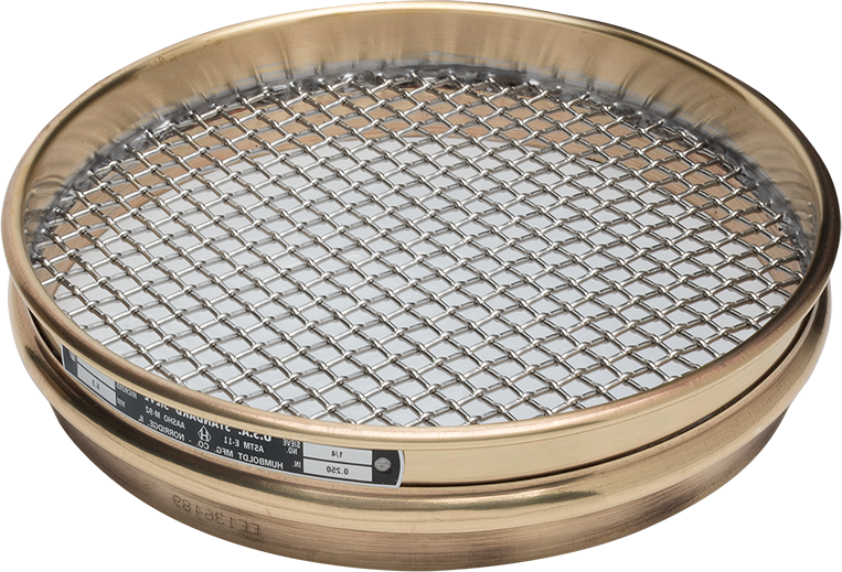 8“Dia., 3/8" (9.5mm) Brass Frame Stainless Mesh, 2" (50mm) Full Height Frame Standard Sieve